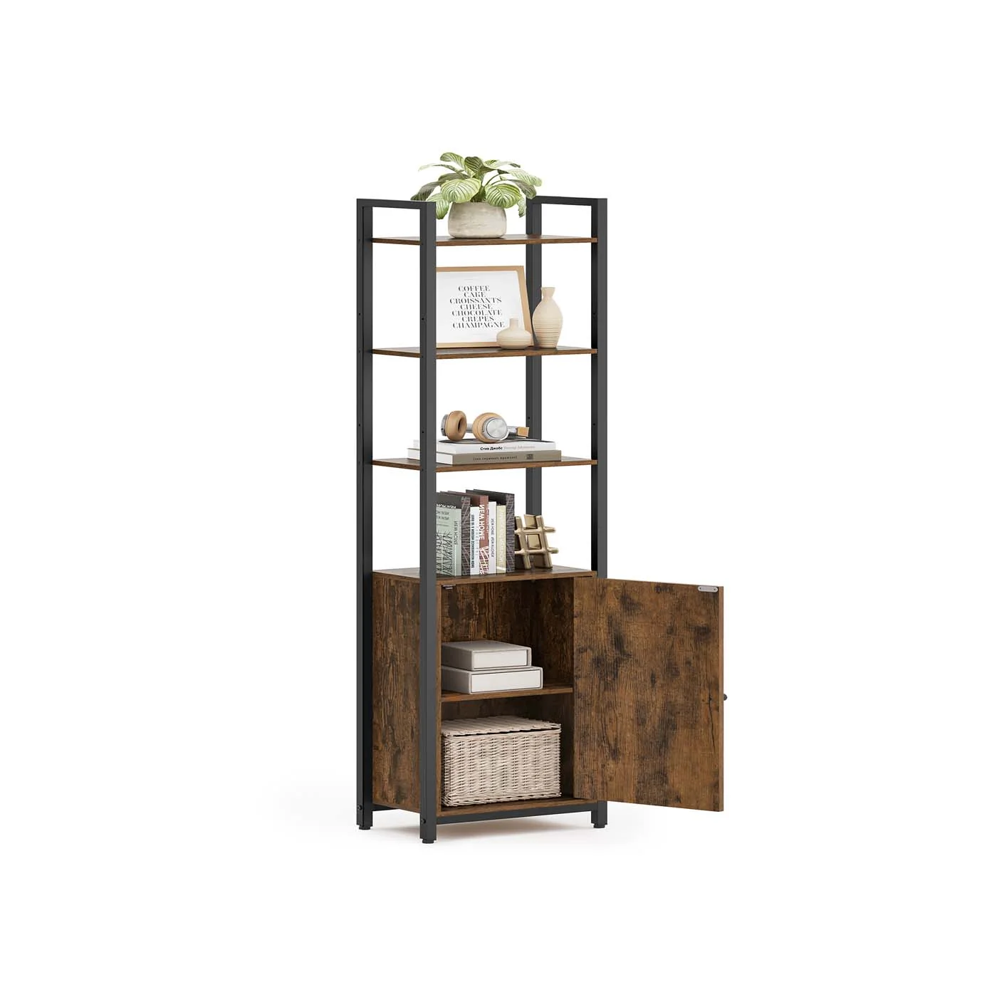 Bibliothèque verticale à 6 niveaux avec porte structure en métal