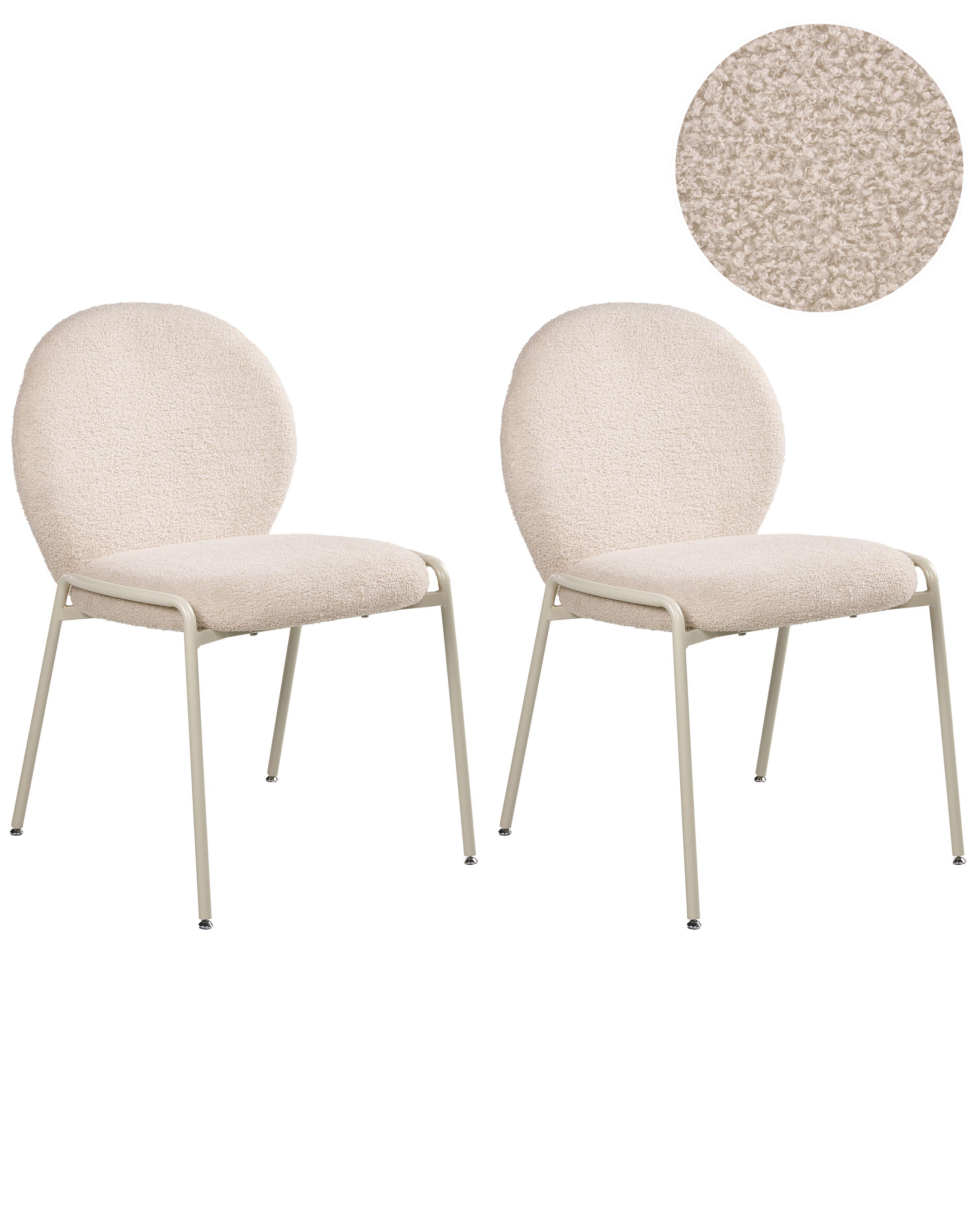 Set of 2 Chairs ELLIE Boucle Light Beige