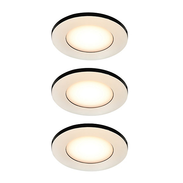 3 spots encastrables Leavitt LED intégrée blanc chaud IP44 300lm 4.5W Ø8.5xH.4.7cm chrome GoodHome