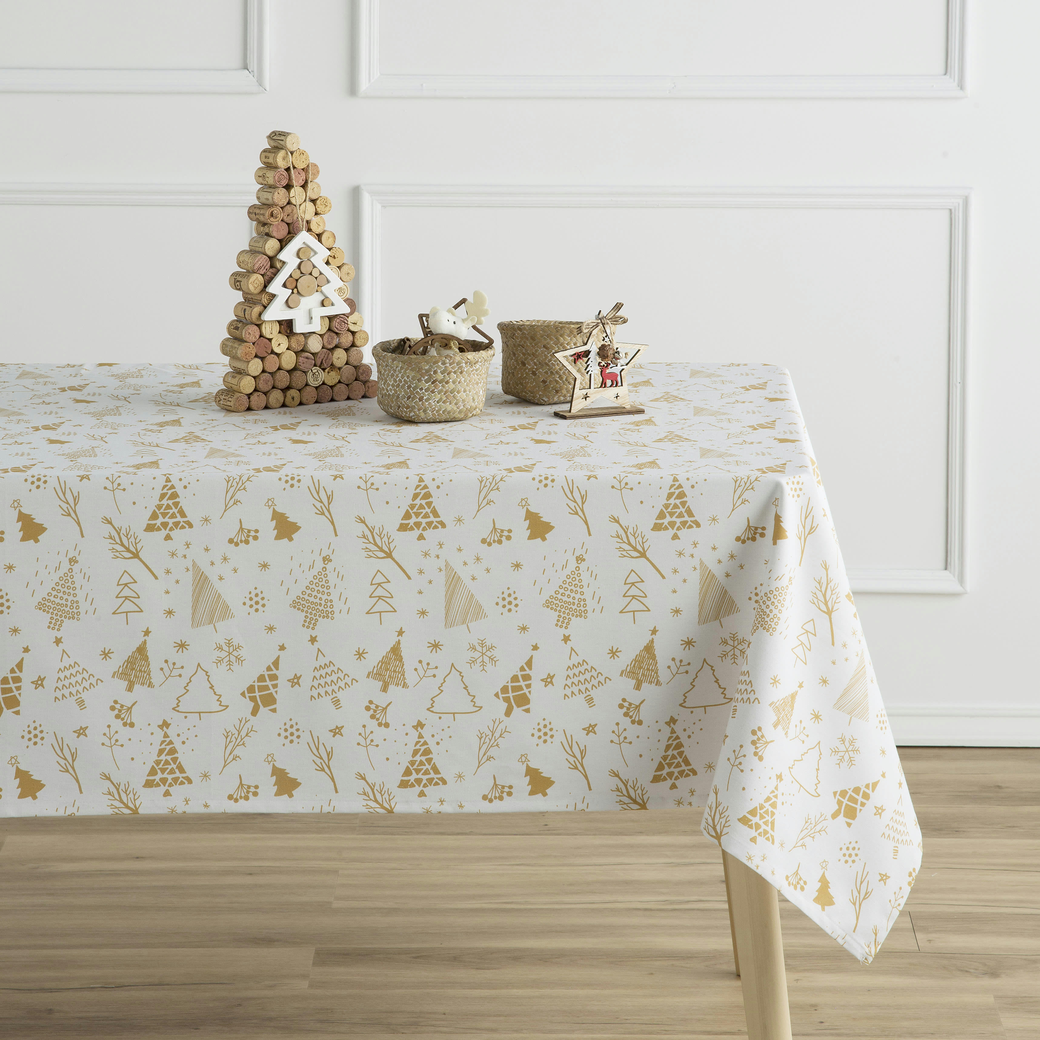 WINTER BLANCO - Nappe multicolore imprimée anti-taches coton 140x100 cm
