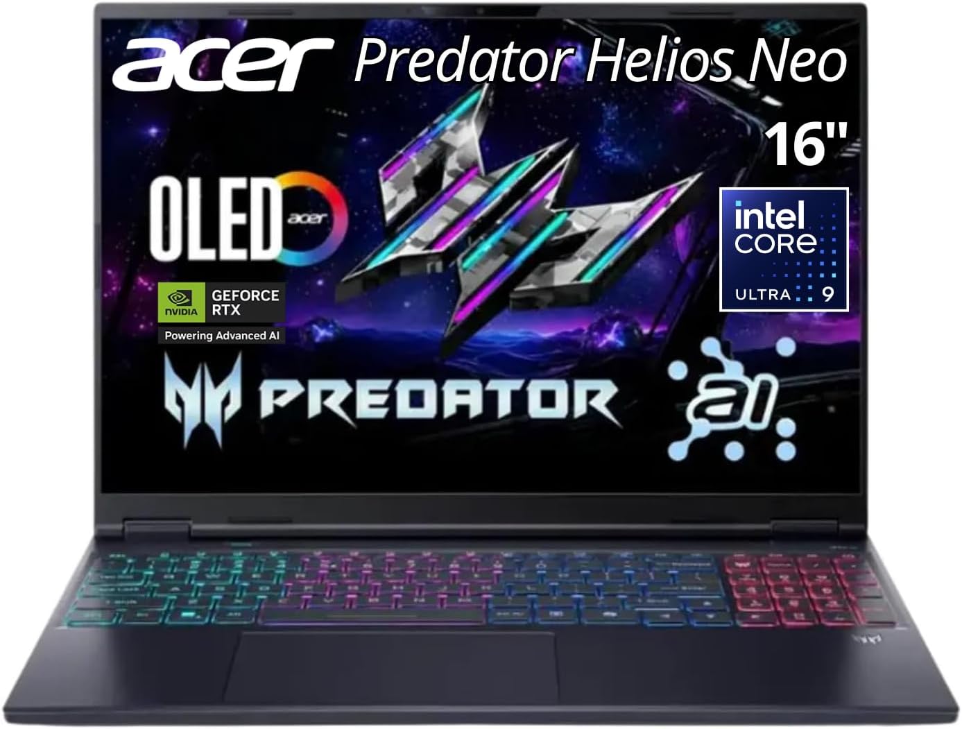 acer Predator Helios Neo PHN16-73-95NT Gaming Laptop | 16 QHD+ OLED 240Hz | Intel Core Ultra 9 275HX | NVIDIA RTX 5070 Ti | 64GB DDR5 | 2TB SSD | WiFi 6E | Backlit RGB | HDMI 2.1 | Thunderbolt 4