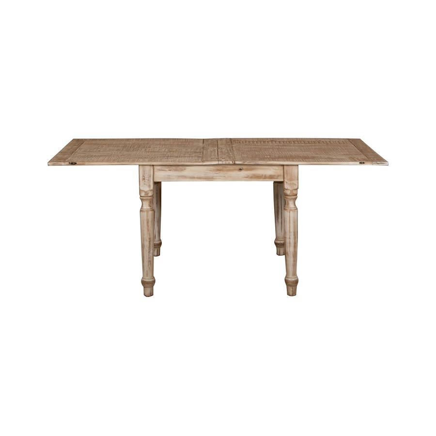 - Table extensible antique en manguier blanc 90x90x80