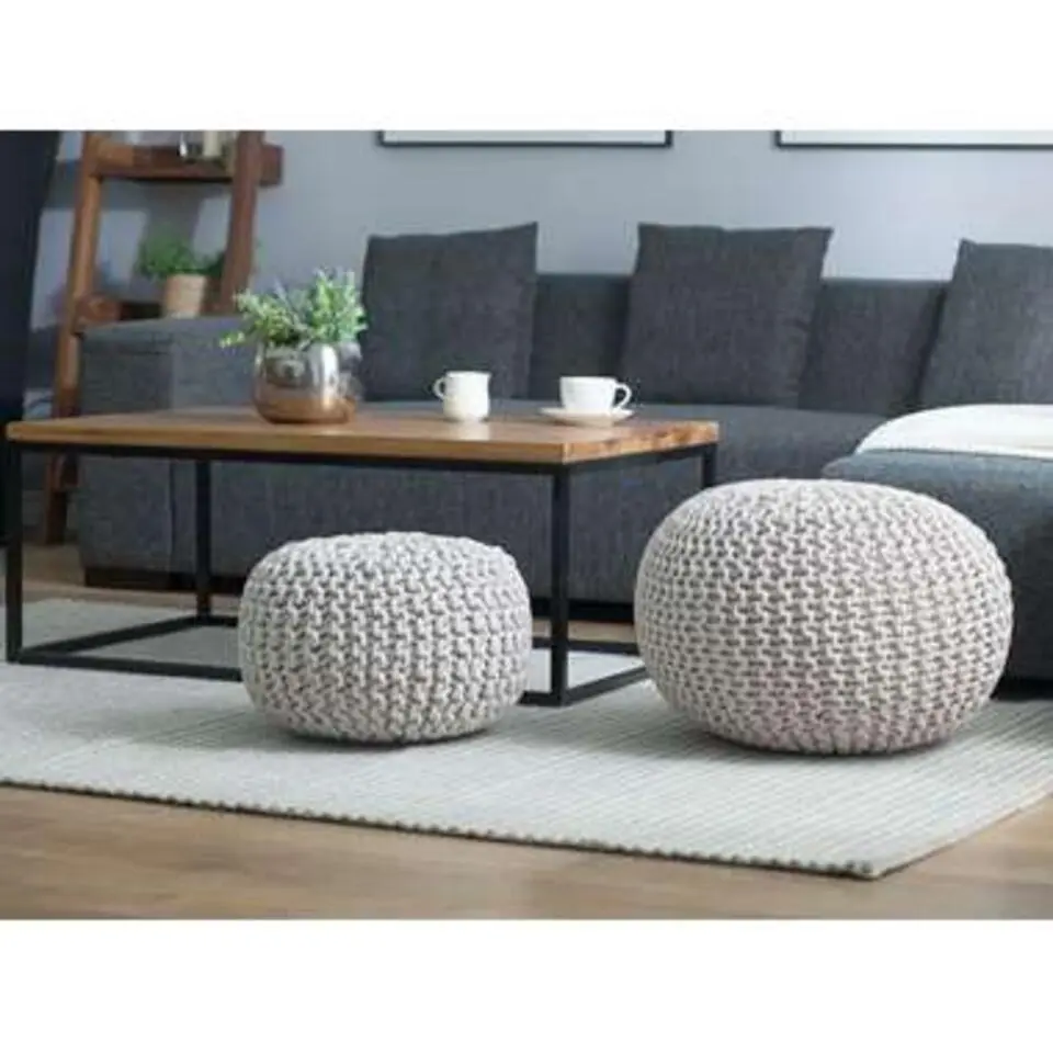 CONRAD S - Poef - Grijs - 40 cm - Katoen