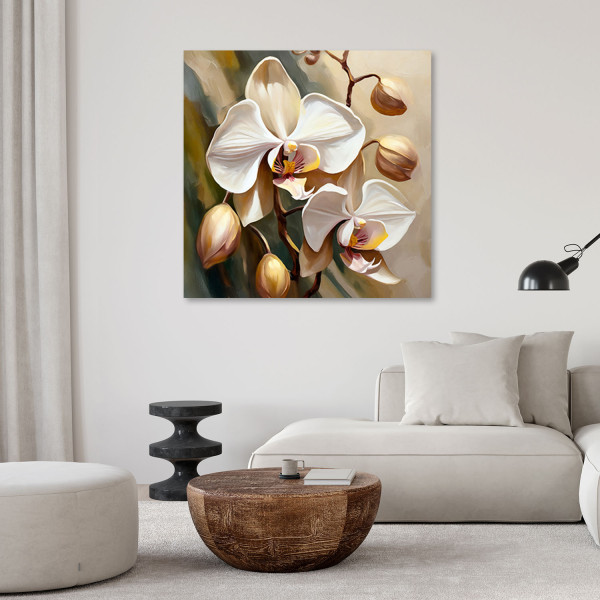 Feeby Obraz, orchidea malowana beżowy 30x30