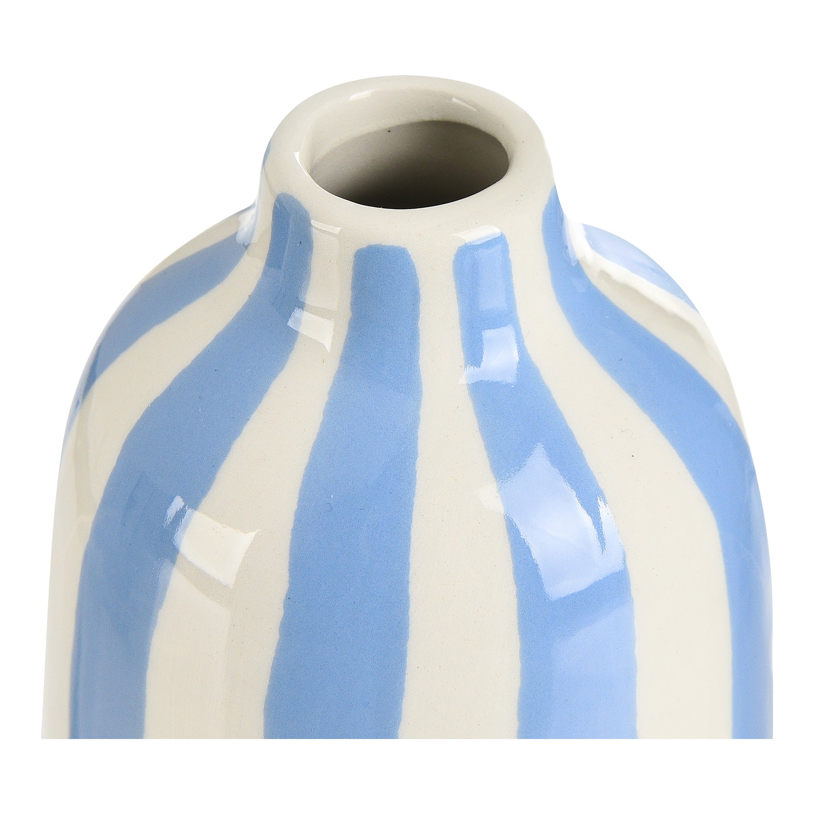 Mini-Vase Streifen Blau, ⌀ 7.5 cm, H 100 mm