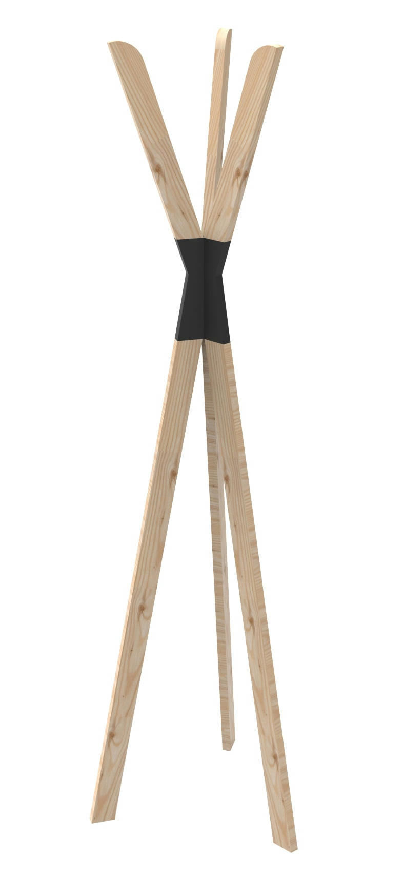 - Porte-manteaux avec 3 crochets Tipi en bois 56x49x170cm