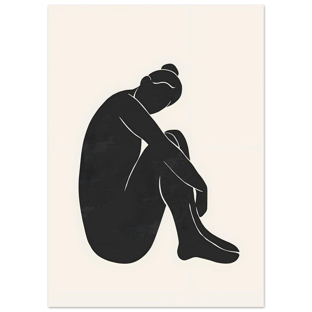 Artfulprints Poster Matisse - The shy lady  - 50x70 cm - Zwart / Wit