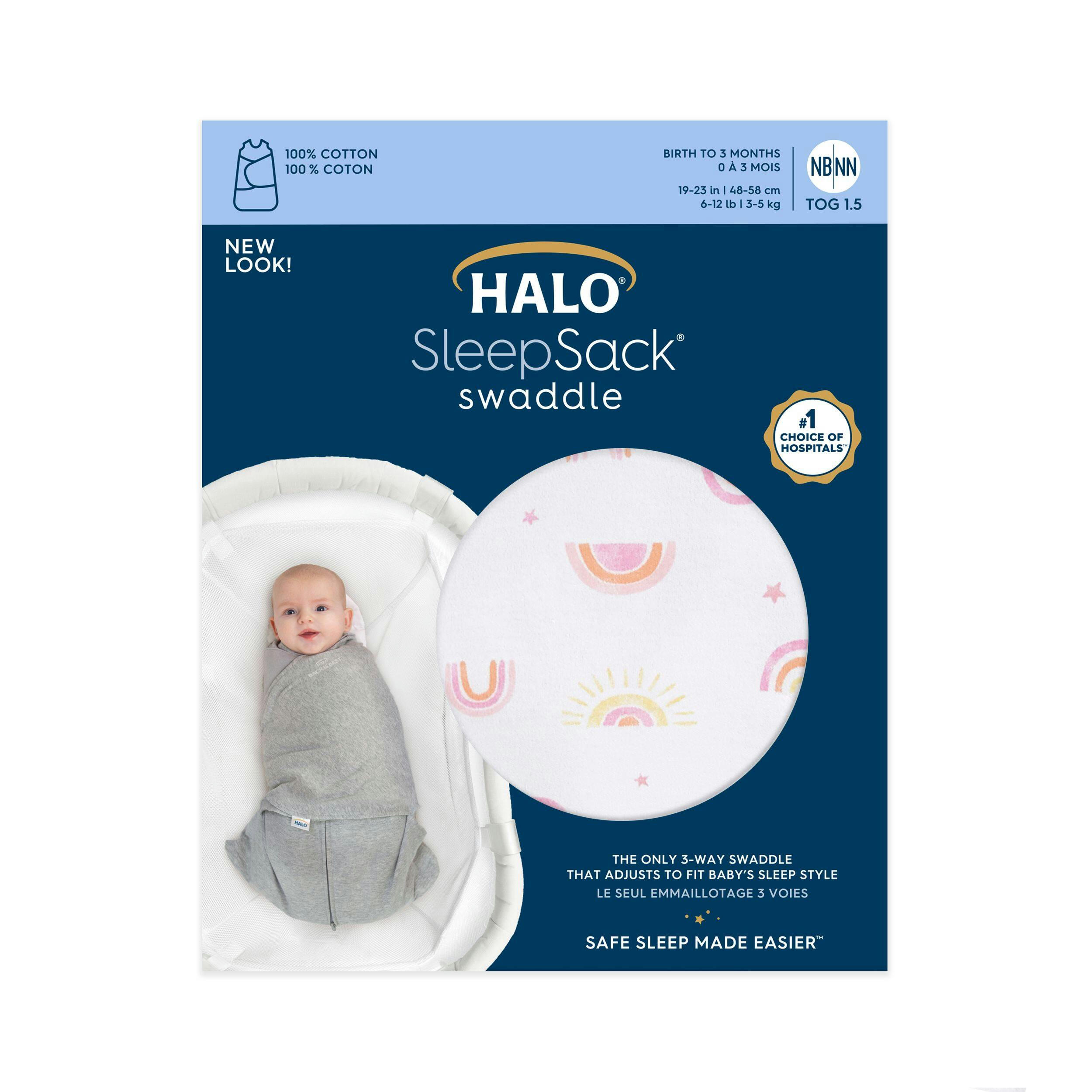 Halo SleepSack® Swaddle, Sunshine Rainbow, Small