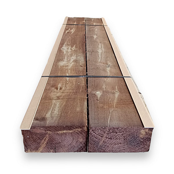 Lot de 2 traverses en bois de pin traité couleur marron 12x22x100 cm