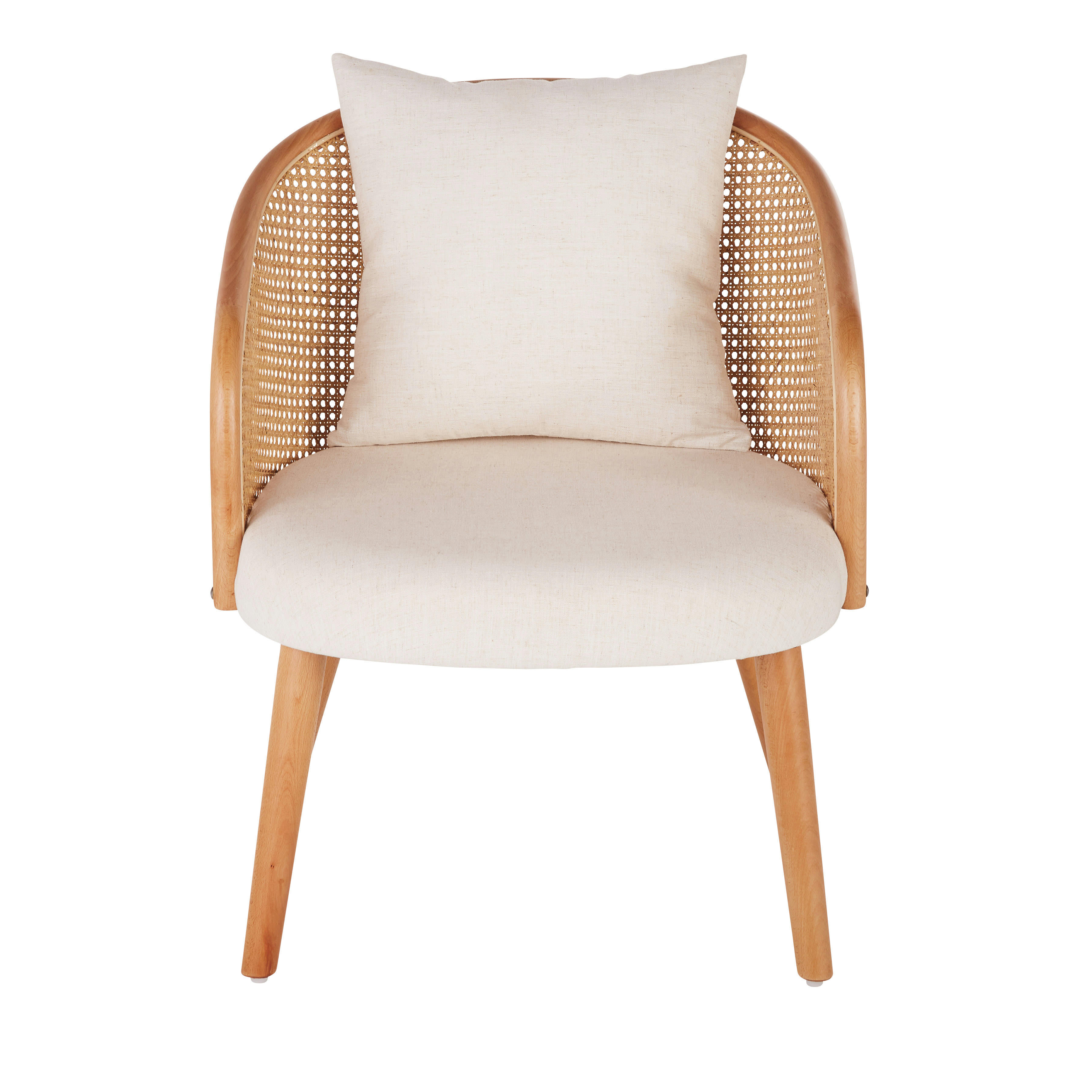 Sockette - Fauteuil écru et cannage en rotin