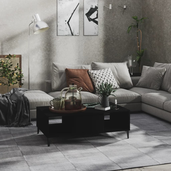Stolik Kawowy Ława Stół Czarny 103.5x60x35 Półka Drzwiczki Do Salonu