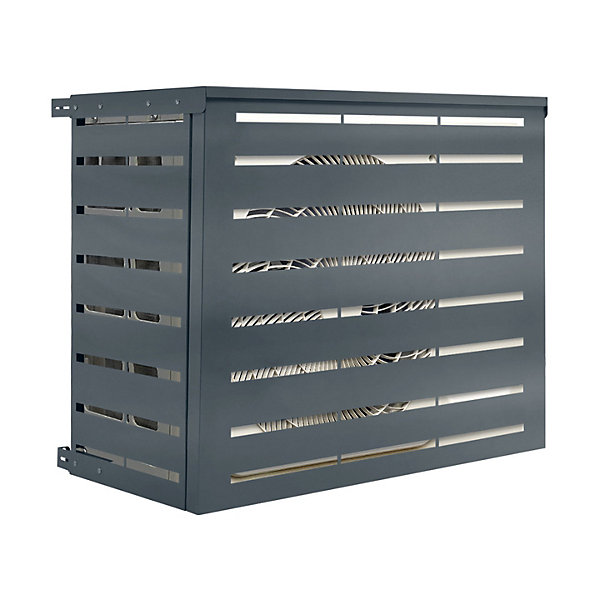 Cache climatiseur en métal gris anthracite protection unité extérieur 110 x 55 x 80 cm