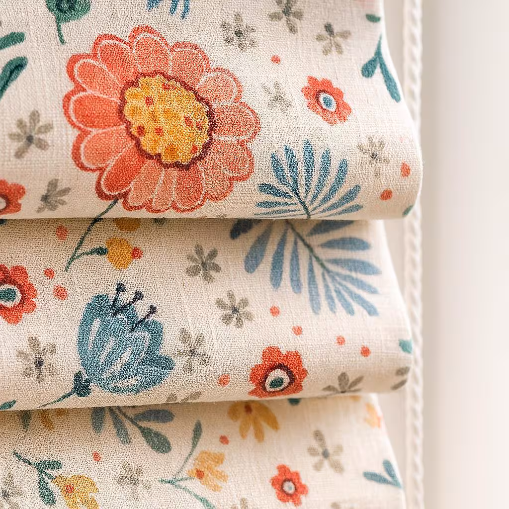 Boho Floral Roman Shade: Organic Linen, Kids Nursery Window
