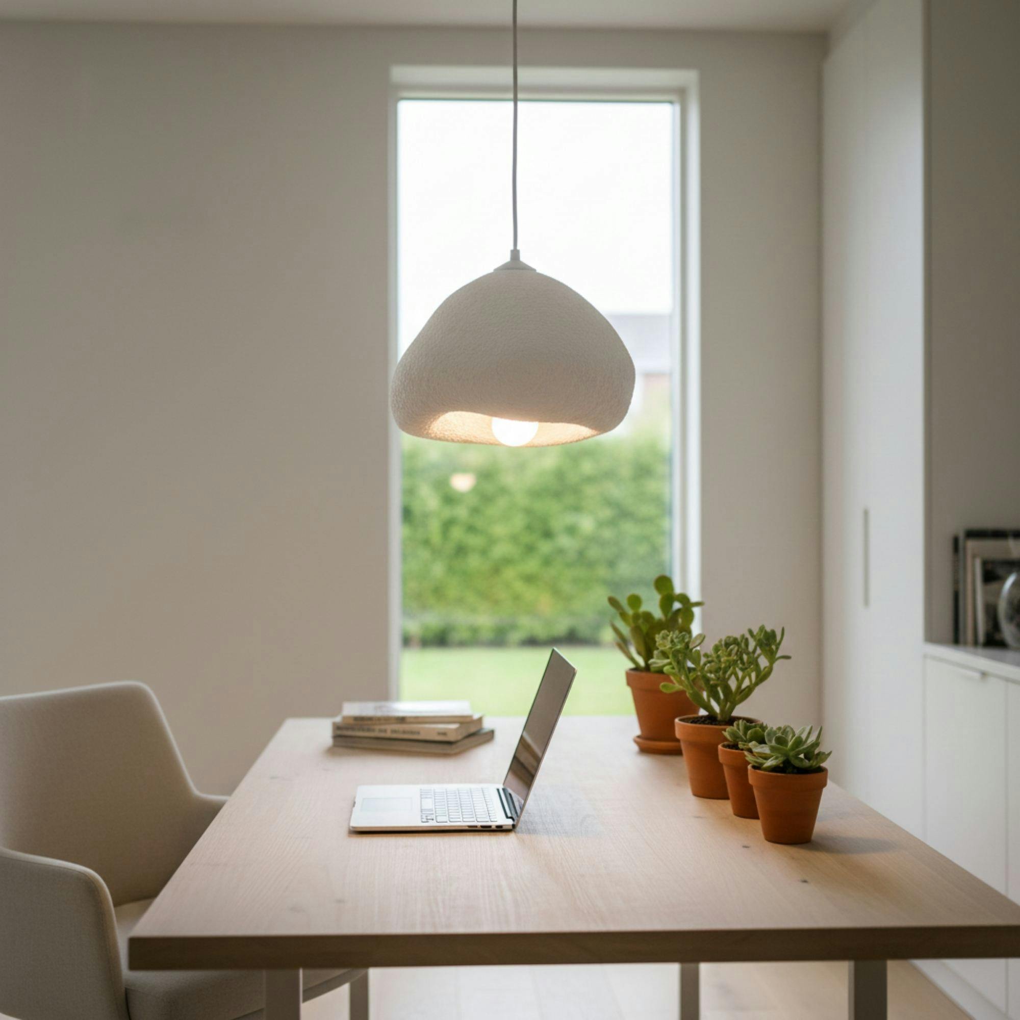 Suspension blanche design organique 1 abat-jour 32 cm NOXIS