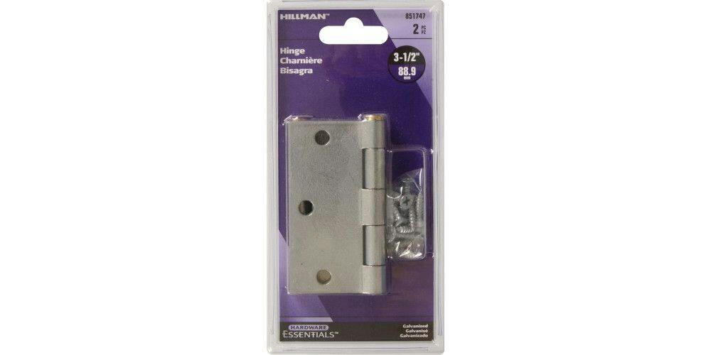 Hillman Galvanized Butt Hinge, For General Purpose, Removable Pins, 3-1/2-in