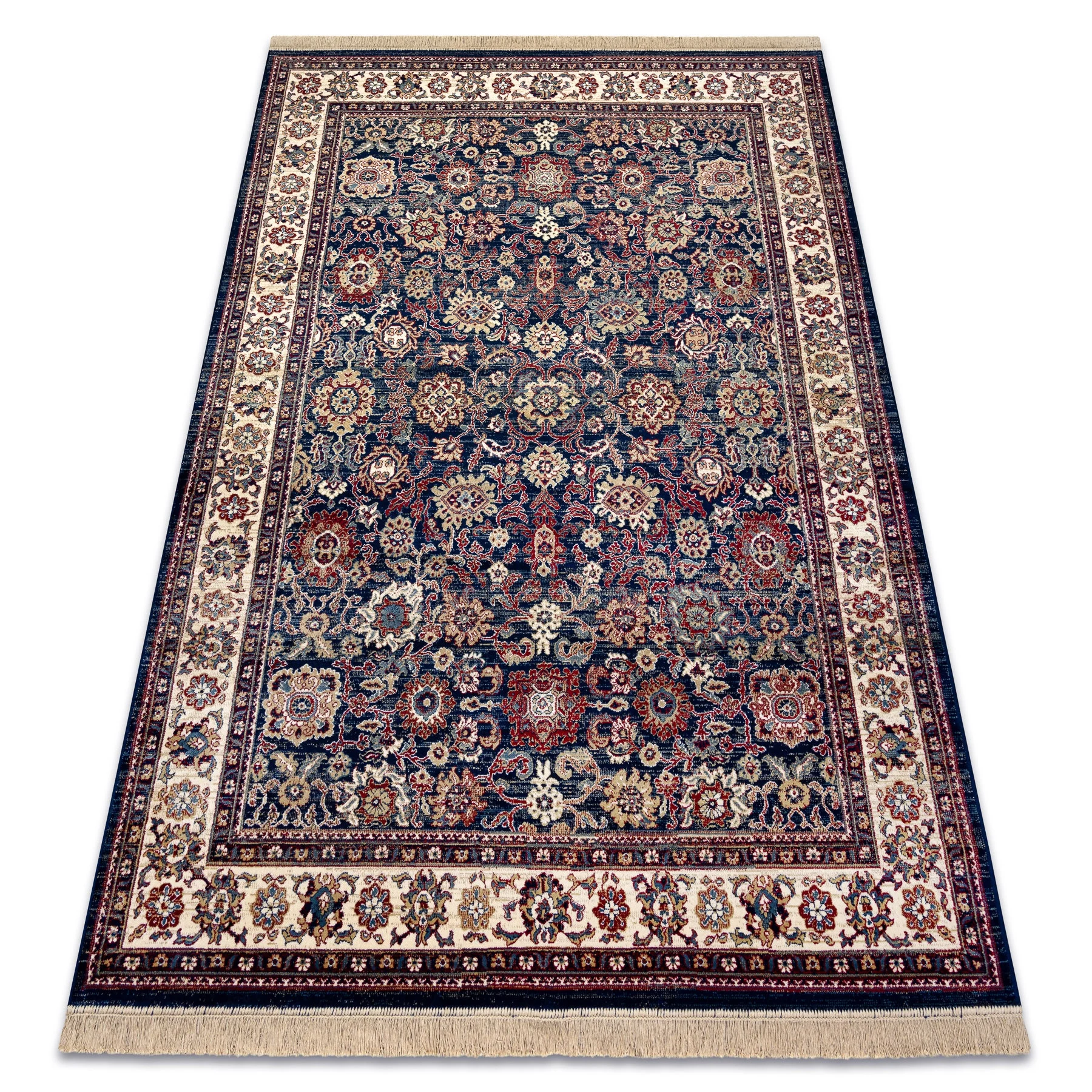 Dywan WINDSOR 22991 ORNAMENT, RAMKA, FRĘDZLE granat / kość 60x100 cm