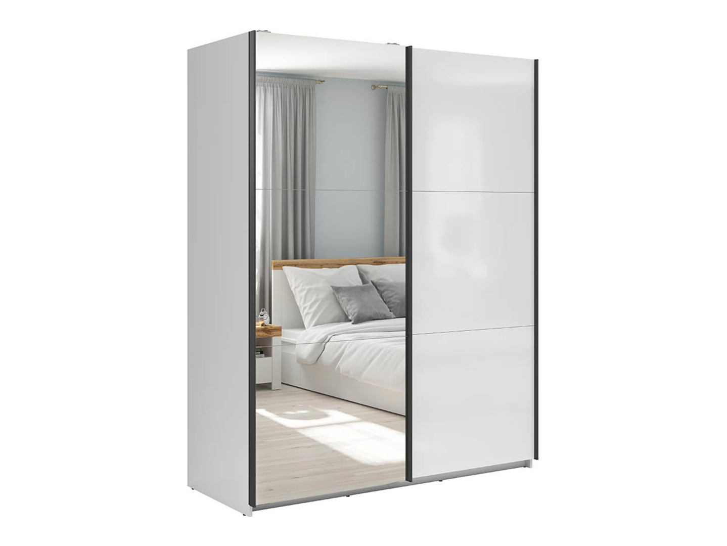 Szafa przesuwna Tetrix 153 cm z lustrem biały połysk