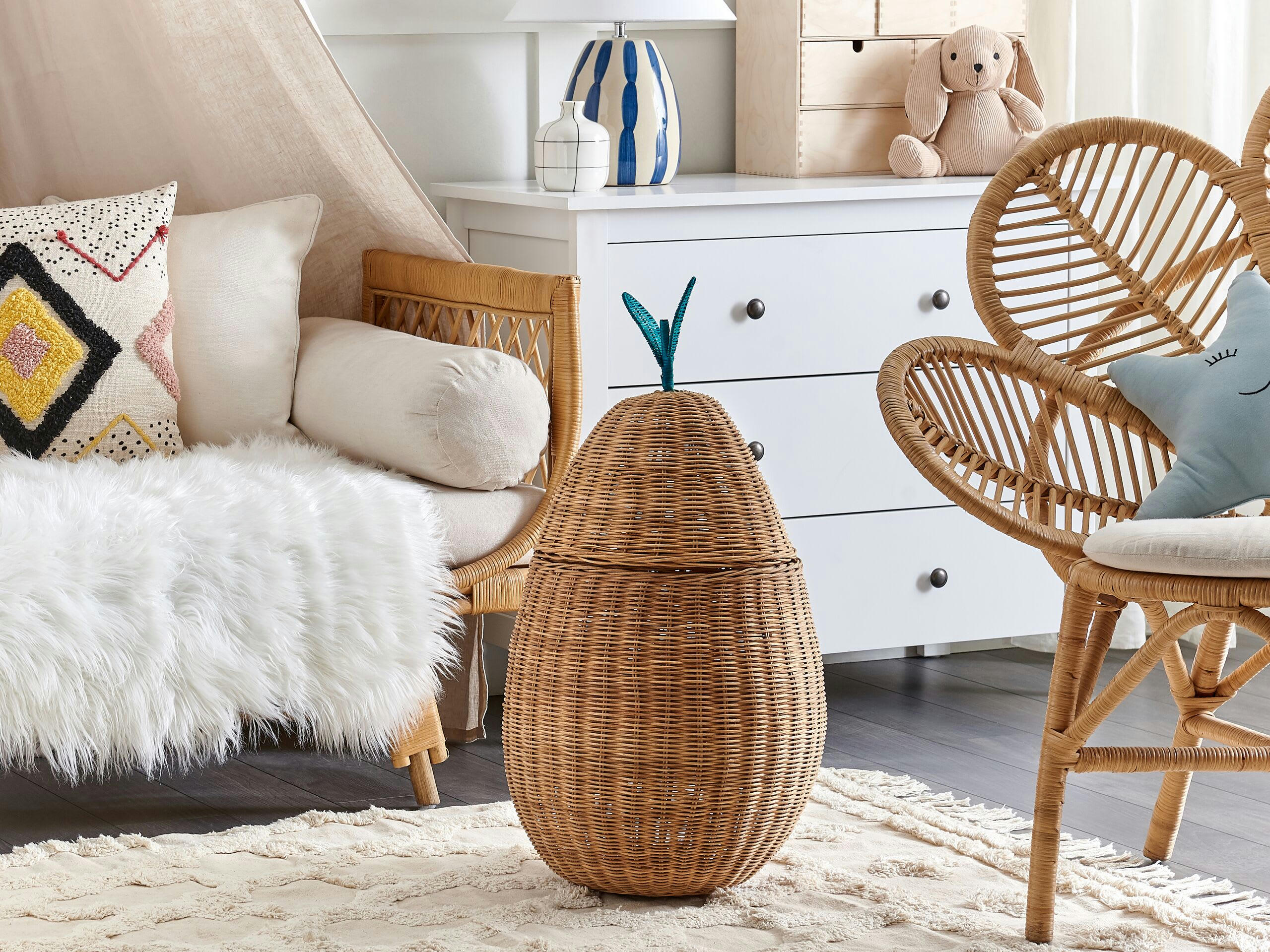 VAGSOY - Panier poire en rotin naturel