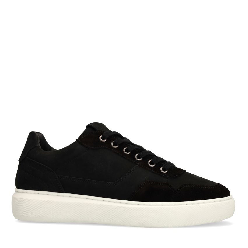 Manfield Zwarte suède sneakers