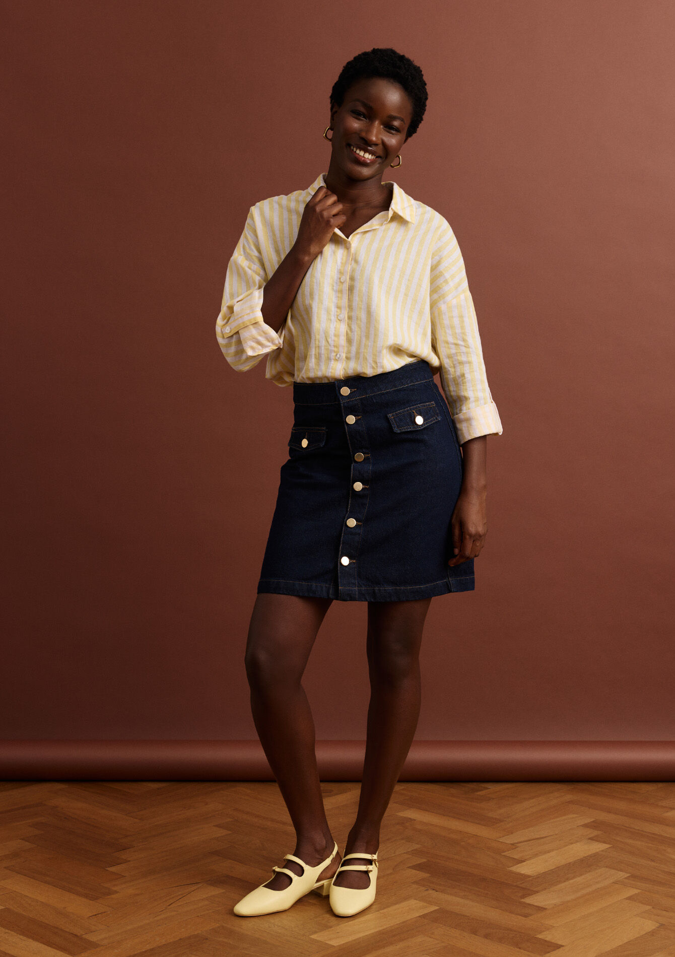 Denim minirok met knopen