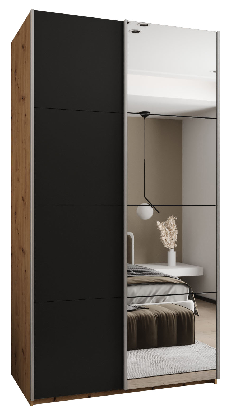 Szafa przesuwna 64 wysoka Lux 3 130 artisan czarny srebrny