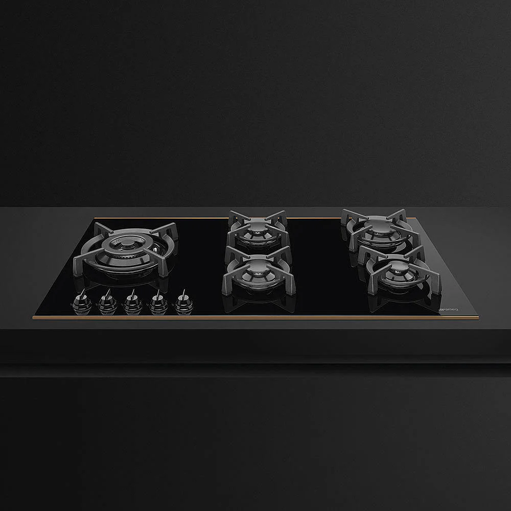 90cm Dolce Stil Novo Gas on Glass Hob with Copper Trim