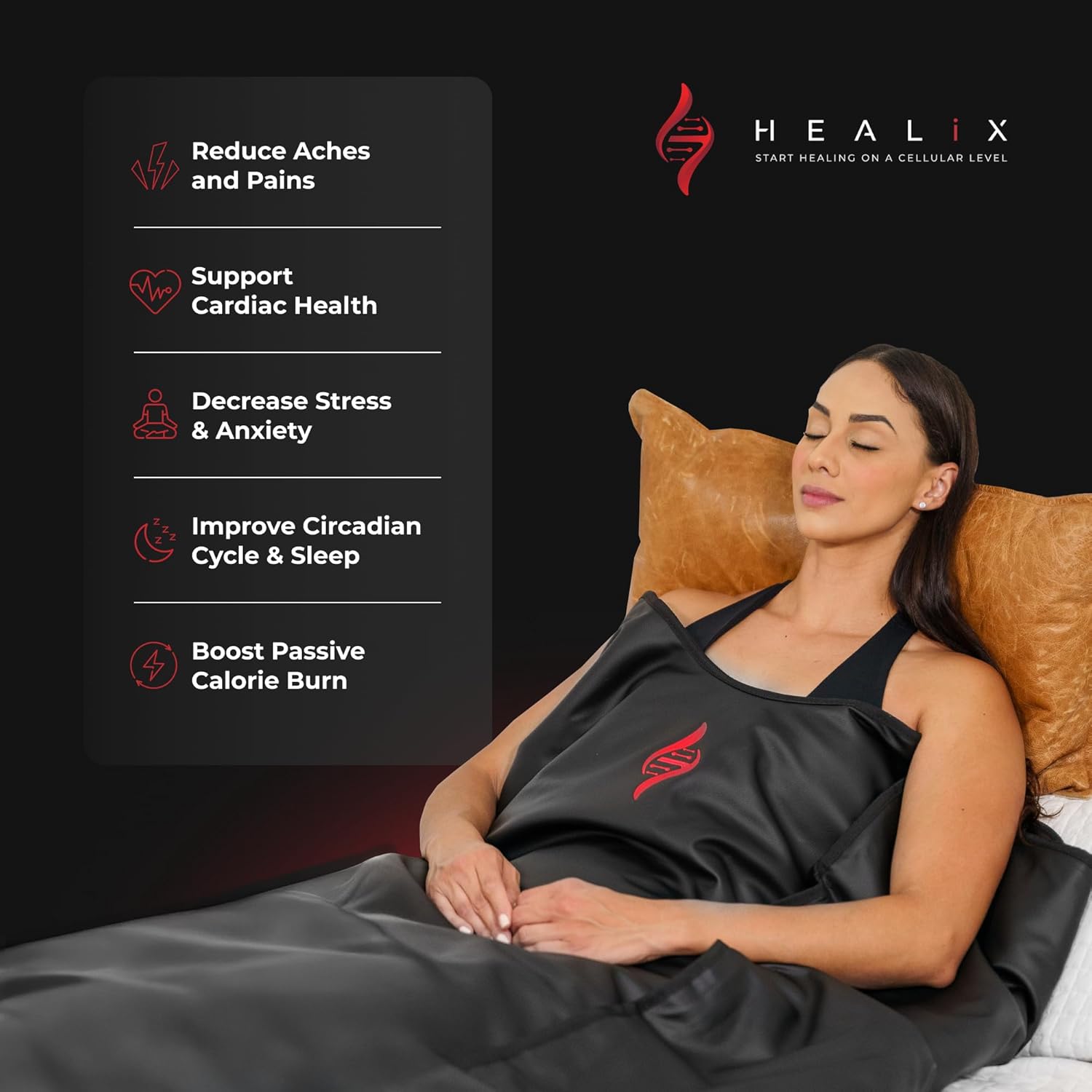 Healix Infrared Sauna Blanket Zero EMF | Portable Home Sauna Blanket for Relaxation & Wellness | Far Infrared Heating  Adjustable Temp (77–176°F)  Carbon Fiber Heating  Hook-and-Loop Closure