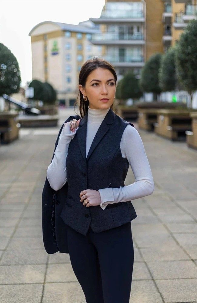 Infinity Leather Womens Herringbone Check Tweed Waistcoat Wool Blend Vest