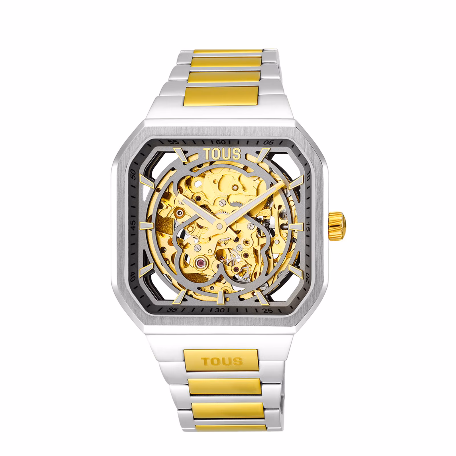 Reloj analógico automático con brazalete de acero IPG dorado y acero D-Bear Now