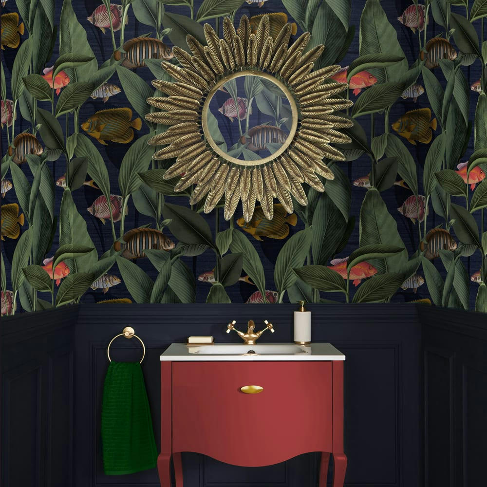 - papier peint aquarium bleu 1005x52cm