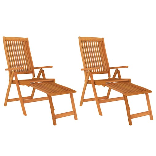 NNEVL Folding Garden Chairs with Footrests 2 pcs Solid Wood Eucalyptus