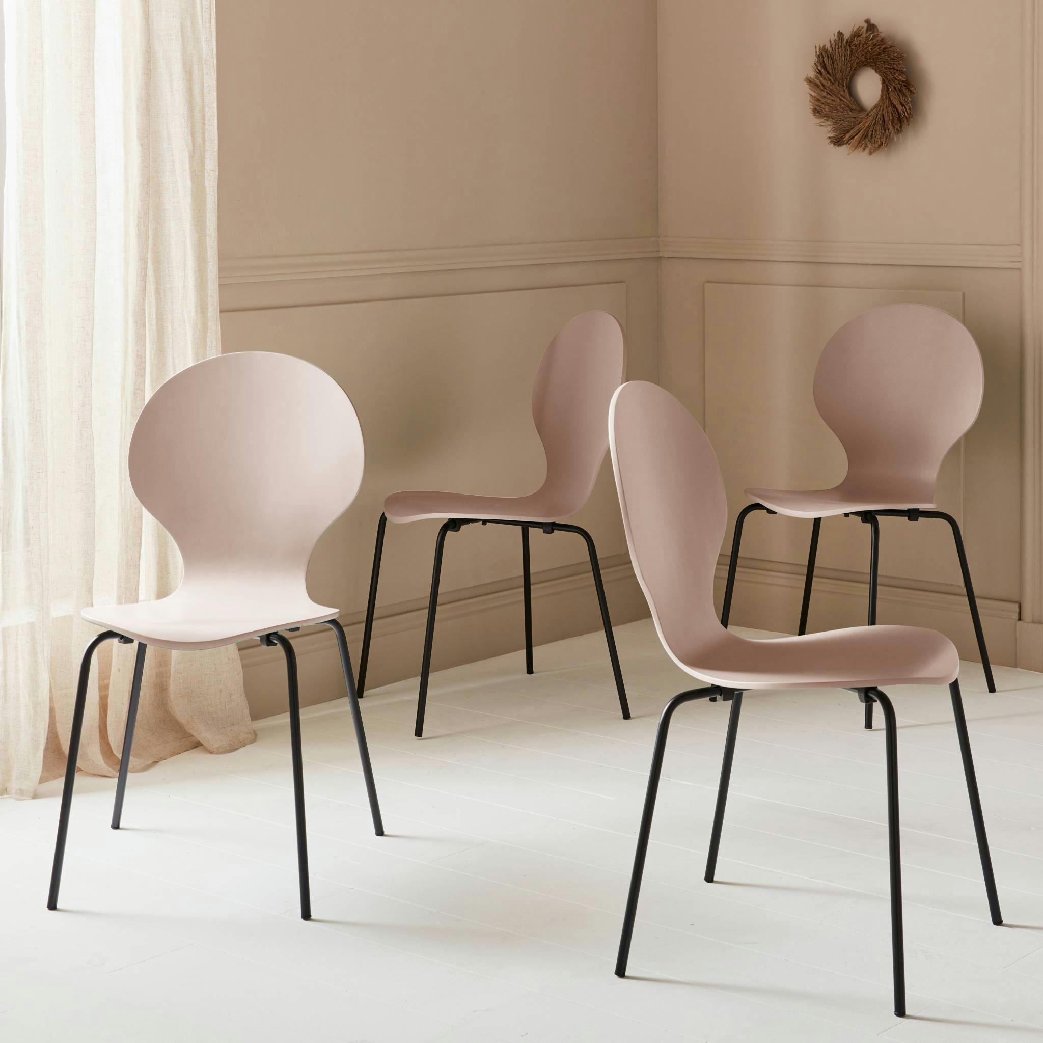 NAOMI - Lot de 4 chaises rétro empilables roses