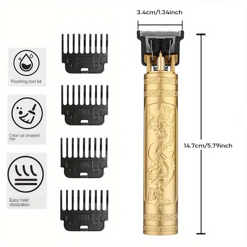 Dyzi T9 Golden Cordless Hair Clipper: Vintage Electric Shave Trimmer Razor