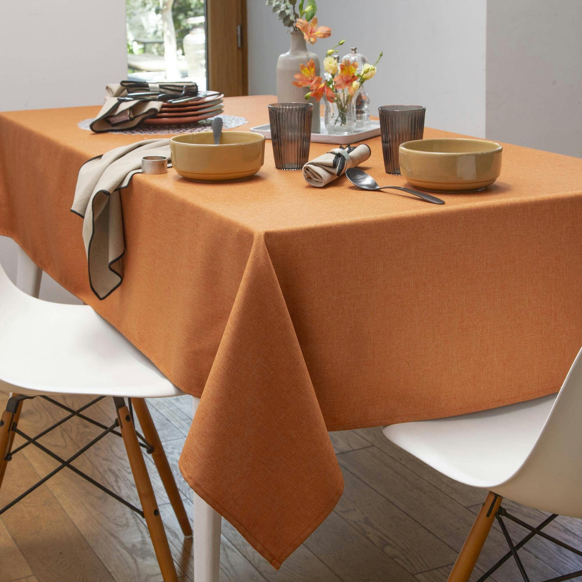 BROMENAP - Nappe 150x350 orange poterie en polyester