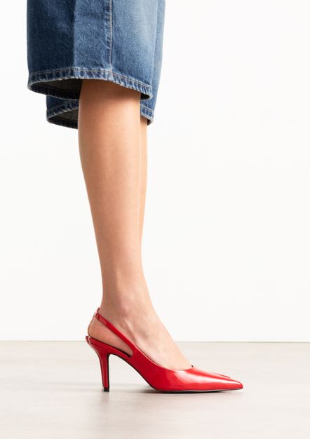 Rode lak slingback pumps
