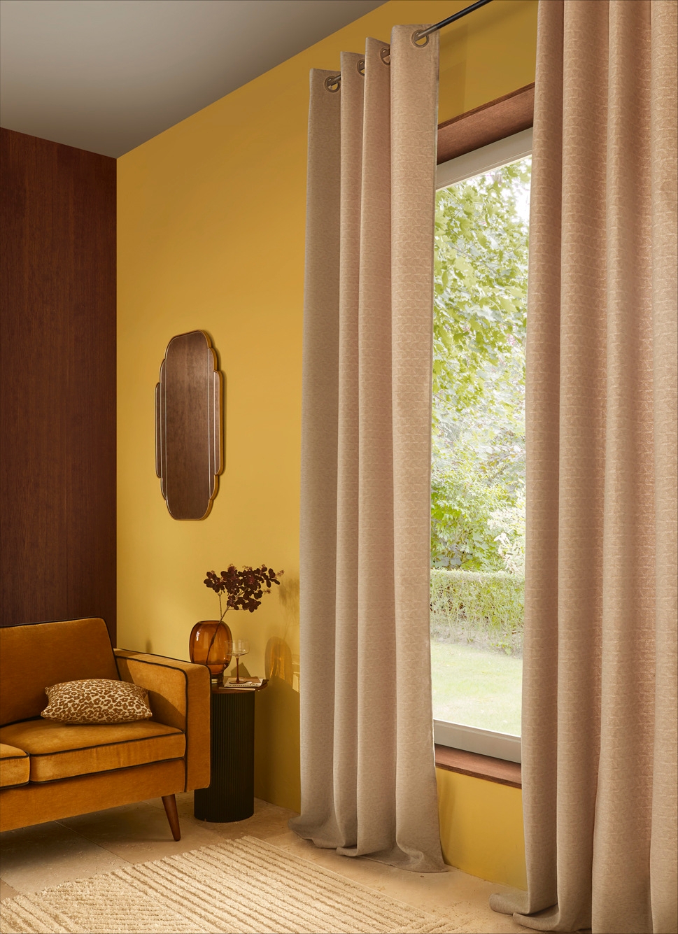 RIDEAU JACQUARD – MICRO MOTIFS TRIANGLES NATUREL