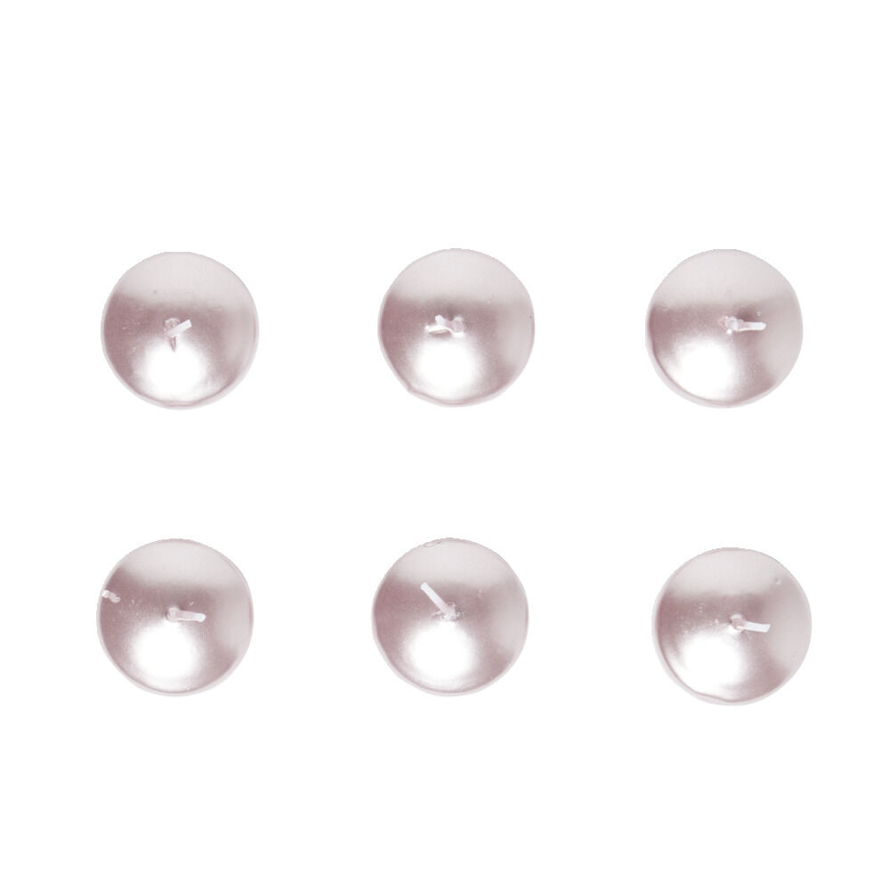 Lot de 6 bougies flottantes cire rose Ø4,5cm