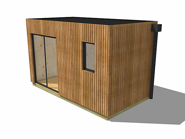 Bureau de jardin télétravail en bois 4,4 x 2,4 x 2,7 m avec plancher isolé / menuiseries alu k-line