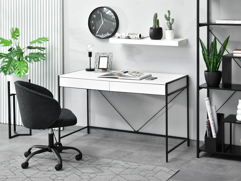 Praktyczne biurko Unif 123x60 czarno białe