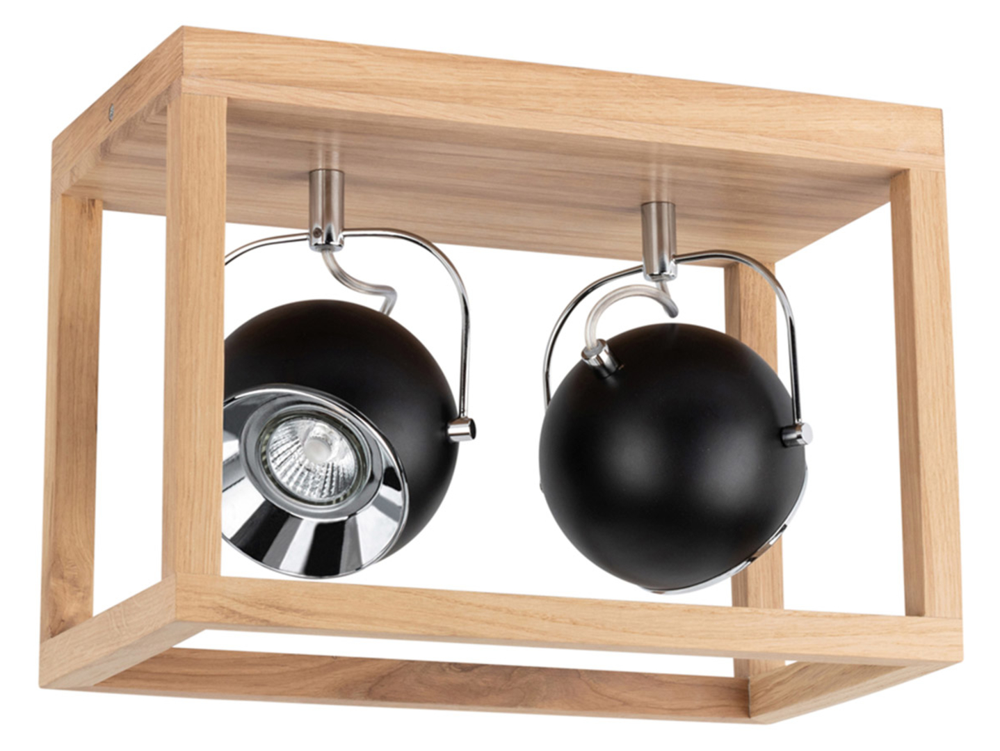 Lampa sufitowa Roy 2-punktowa drewniana brązowo-czarna