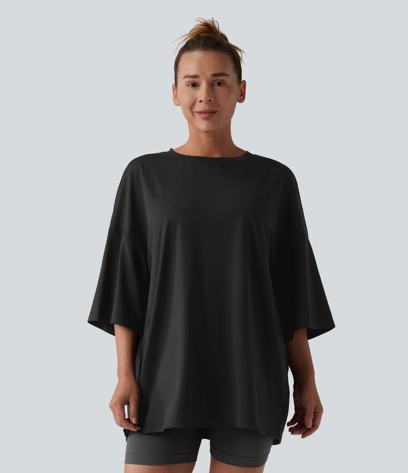 T-shirt décontracté col rond avec poche