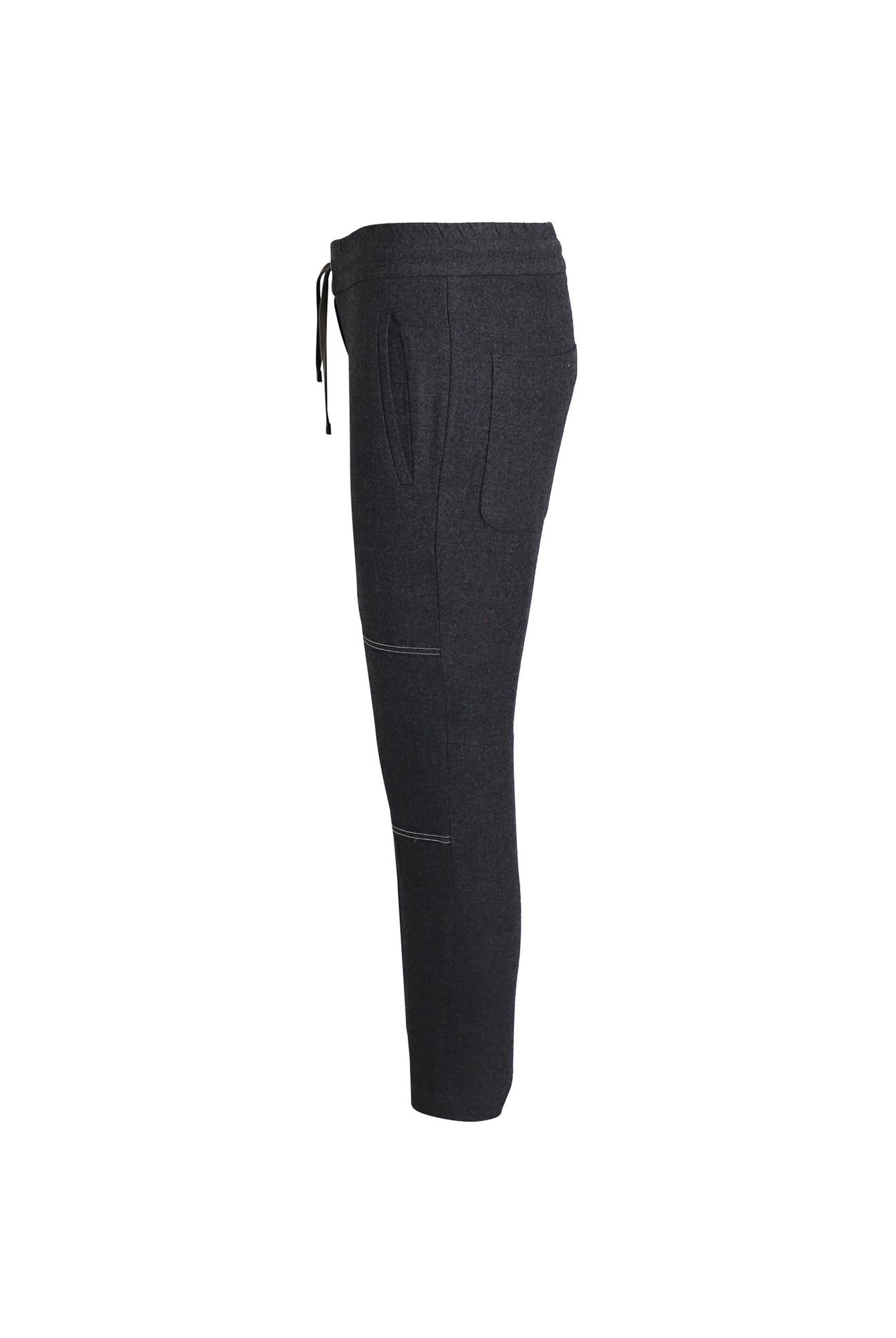 Brunello Cucinelli Preloved Contrast Band Trim Track Pants Grey Lana Vergine