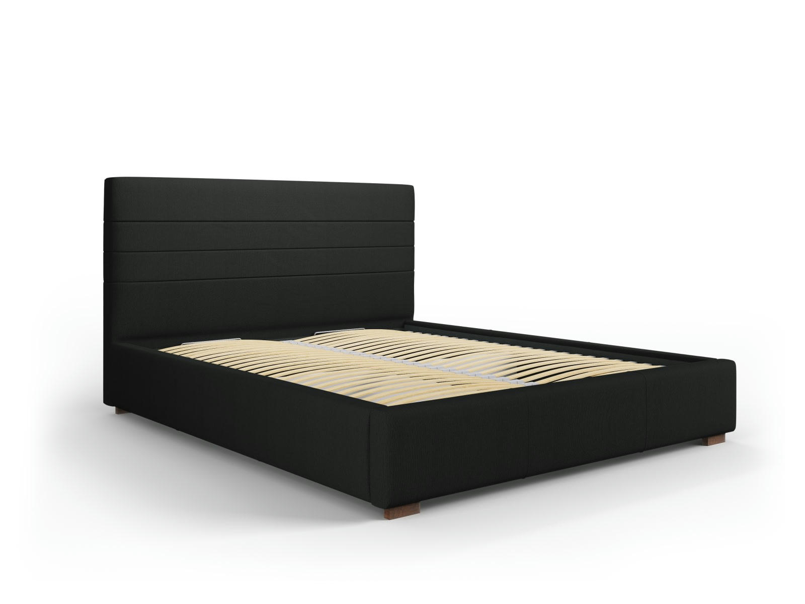 ARANDA - Lit coffre avec tête de lit 160x200 cm en tissu structuré noir