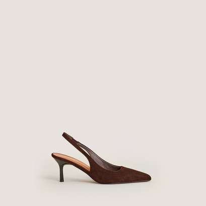 Escarpins à bouts pointusen velours marron | DIAMANTINE