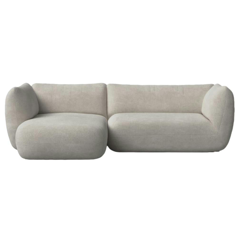 ARNAU - Canapé d'angle gauche 2 places en tissu gris