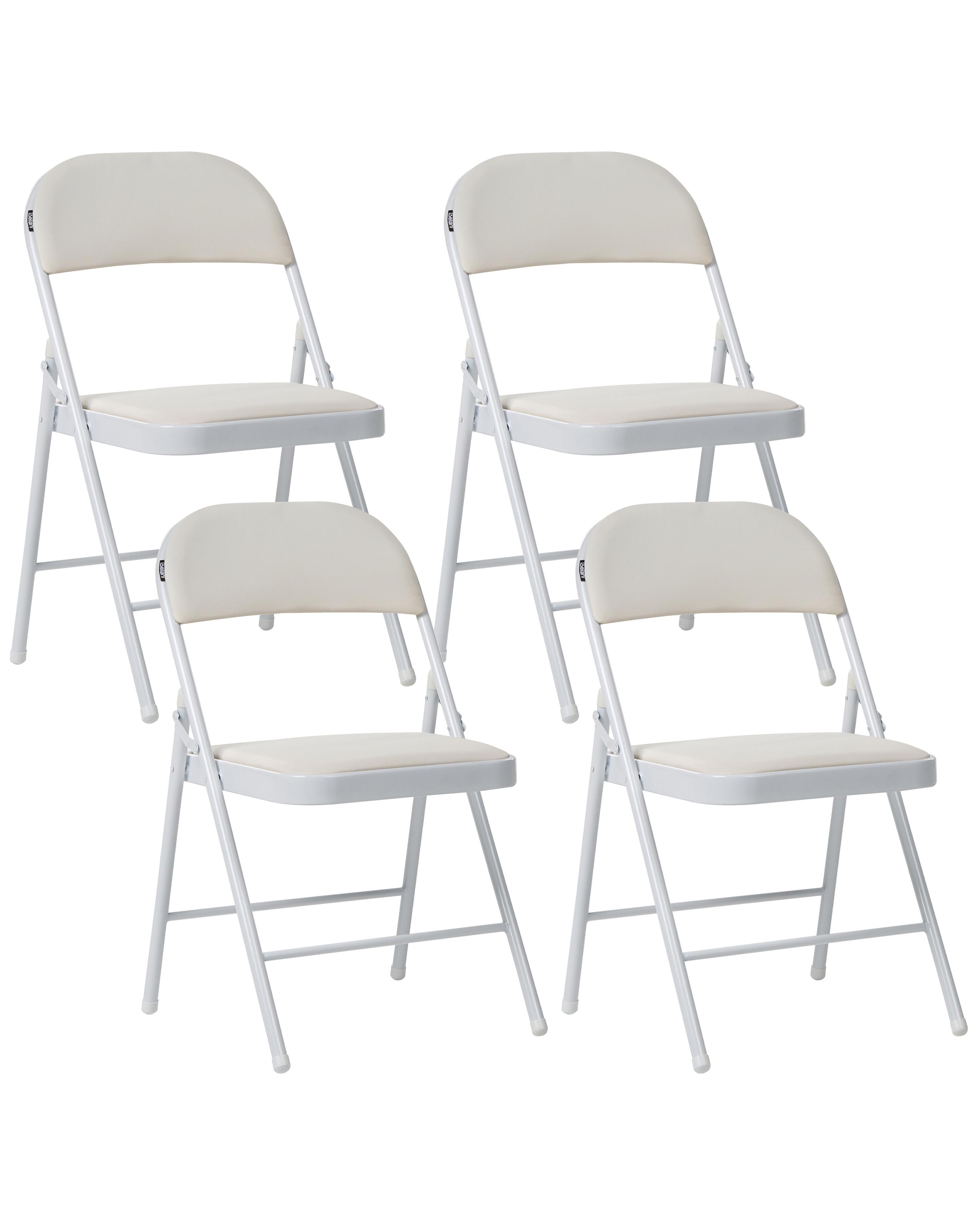 Set of 4 Folding Chairs SHASTA Metal White