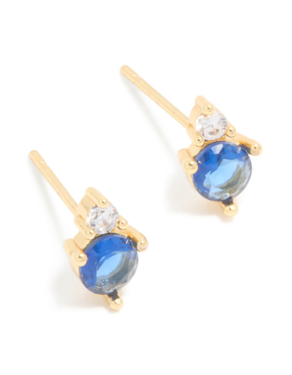 Waterproof Gold Plated Stainless Steel Cubic Zirconia Duo September Birthstone Stud Earrings