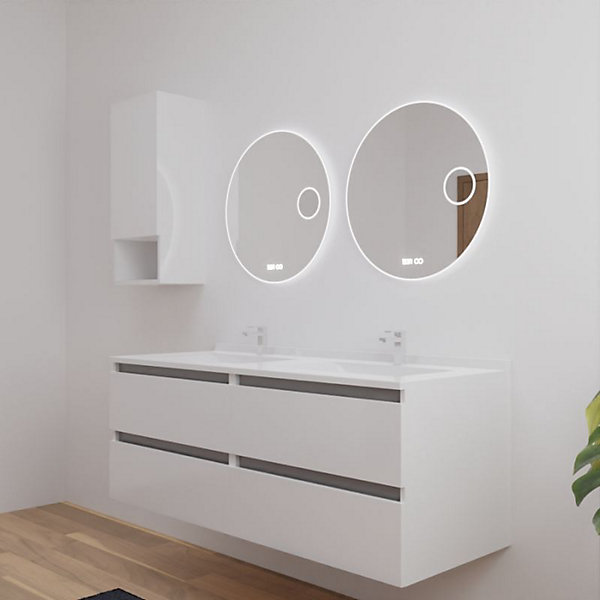 Meuble double vasque 140 cm ARLEQUIN avec 2 miroirs Rondinara - Blanc - Gris