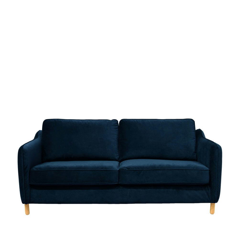 VORNAY - Canapé convertible ouverture express 3 places en velours bleu nuit
