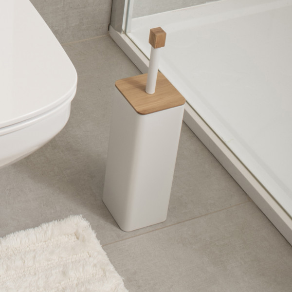 Szczotka do WC AMBA Yoka Home biała mat bambus stal
